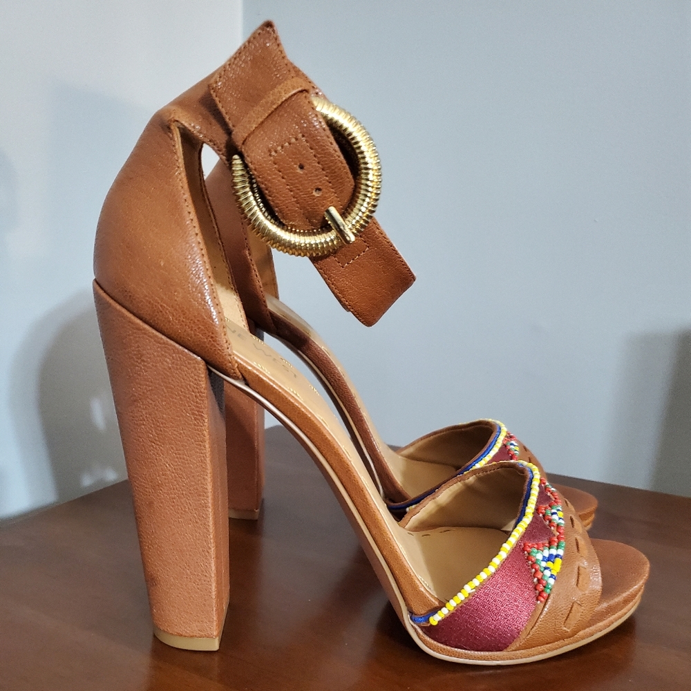 Nine West Brown Ankle Strap Sandals
